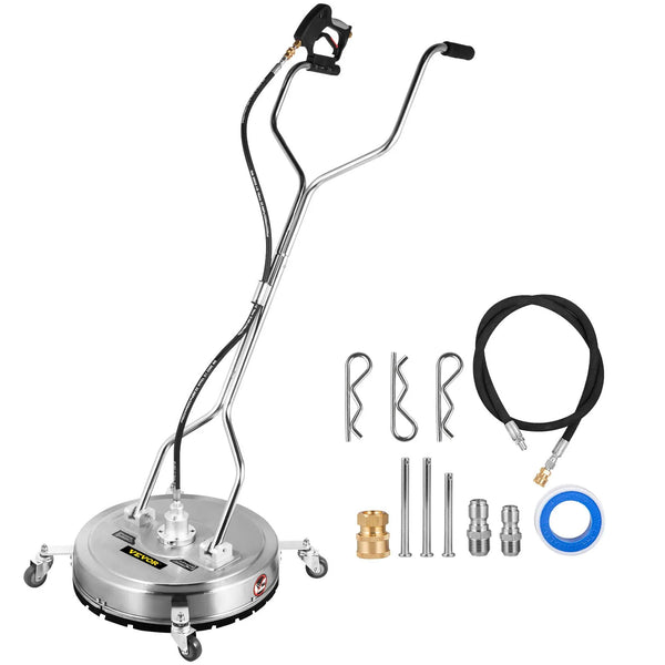 56 cm virsmas tīrītājs augstspiediena mazgātājam, 275 bar, ar 9,5 mm ātro savienotāju, riteņiem, 40 l/min plūsmu, nerūsējošā tērauda rotējošo stieni un 3 sprauslām