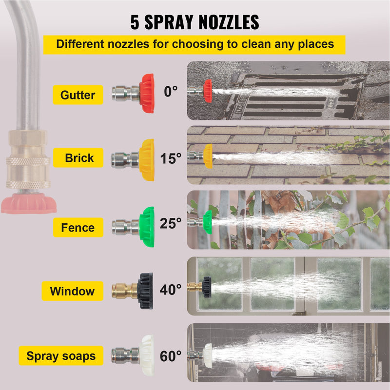 VEVOR Teleskopiskā augstspiediena mazgātāja uzgalis, 5,5 m, 275 bar, ar siksnu un 9,5 mm ātro savienotāju