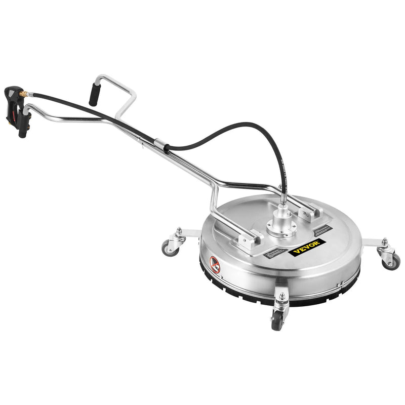 VEVOR Augstspiediena virsmas tīrītājs, 51 cm, 275 bar, ar 2 sprauslām piebraucamo ceļu un ietvju tīrīšanai, nerūsējošā tērauda rāmis ar rotējošu dubulto rokturi un riteņiem, piemērots 9,5 mm ātrajam savienotājam