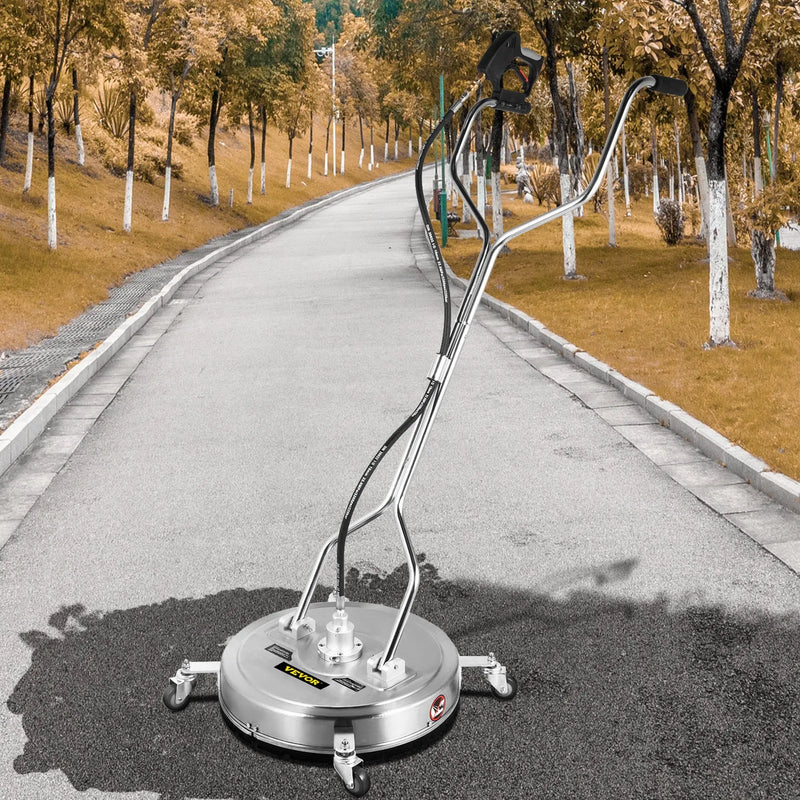 VEVOR Augstspiediena virsmas tīrītājs, 51 cm, 275 bar, ar 2 sprauslām piebraucamo ceļu un ietvju tīrīšanai, nerūsējošā tērauda rāmis ar rotējošu dubulto rokturi un riteņiem, piemērots 9,5 mm ātrajam savienotājam