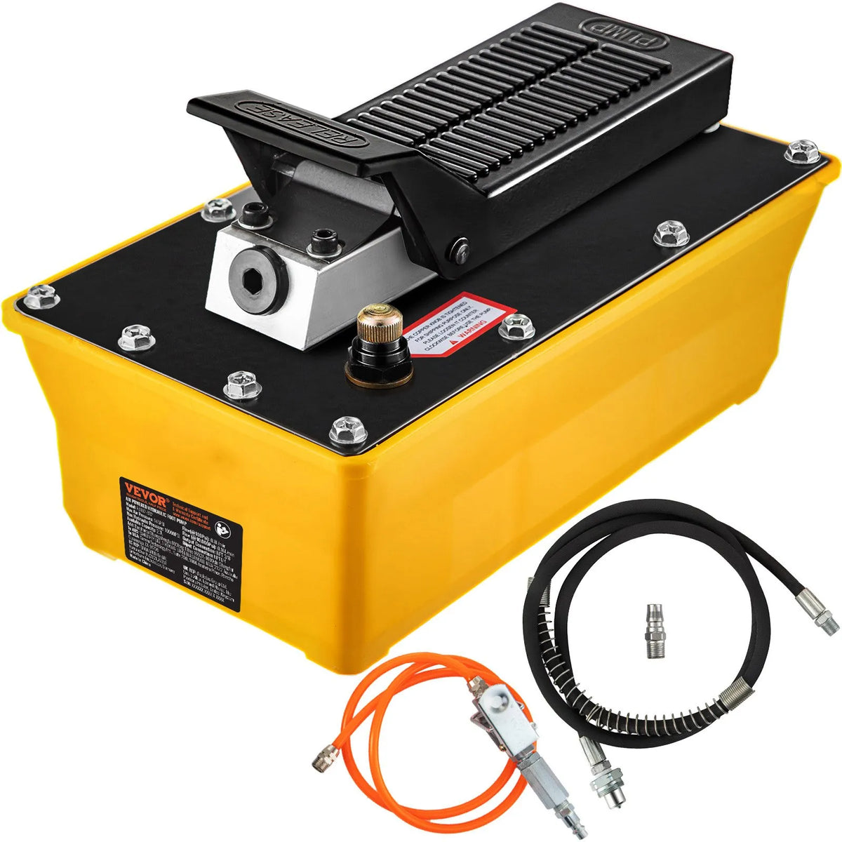 VEVOR Pneumatic Hydraulic Foot Pump 689 bar, 1.9 l Tank, with Hose and Spray Gun
