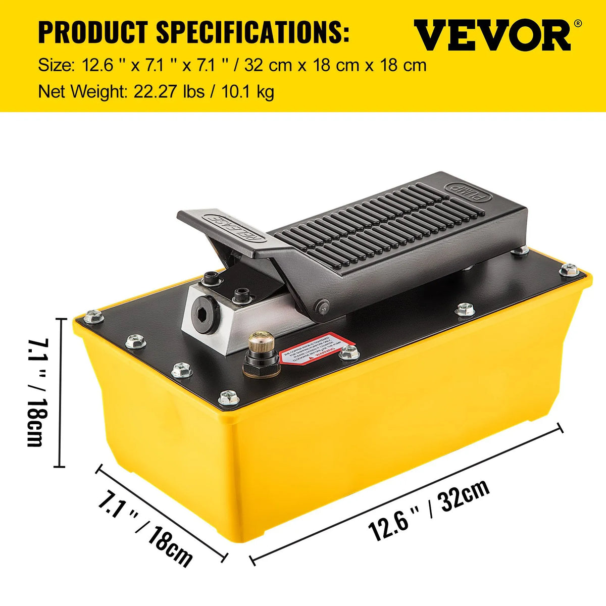 VEVOR Pneumatic Hydraulic Foot Pump 689 bar, 1.9 l Tank, with Hose and Spray Gun