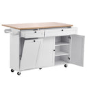 VEVOR virtuves sala ar uzglabāšanas vietu, 153 cm plats mobilais virtuves galds uz riteņiem ar nolokāmu virsmu, 2 atvilktnēm, atkritumu tvertnes skapīti, nažu turētāju, garšvielu plauktu un dvieļu turētāju, piemērots ēdamistabai un pieliekamajam