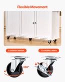 VEVOR virtuves sala ar uzglabāšanas vietu, 153 cm plats mobilais virtuves galds uz riteņiem ar nolokāmu virsmu, 2 atvilktnēm, atkritumu tvertnes skapīti, nažu turētāju, garšvielu plauktu un dvieļu turētāju, piemērots ēdamistabai un pieliekamajam