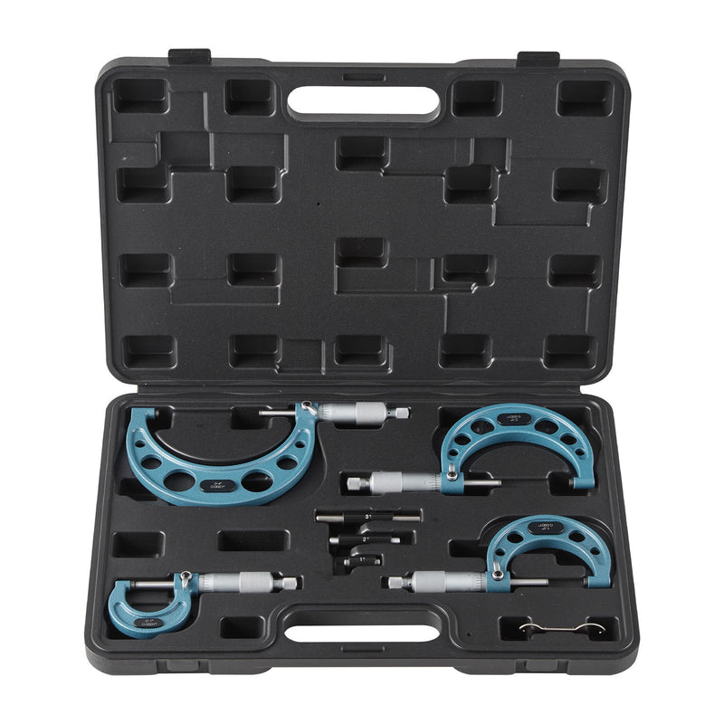 VEVOR 4 gab. ārējo mikrometru komplekts 0–4″ (0–1″ / 1–2″ / 2–3″ / 3–4″), augstas precizitātes mehāniķu instruments ar aizsargkoferi metālapstrādei un inženiertehniskiem darbiem