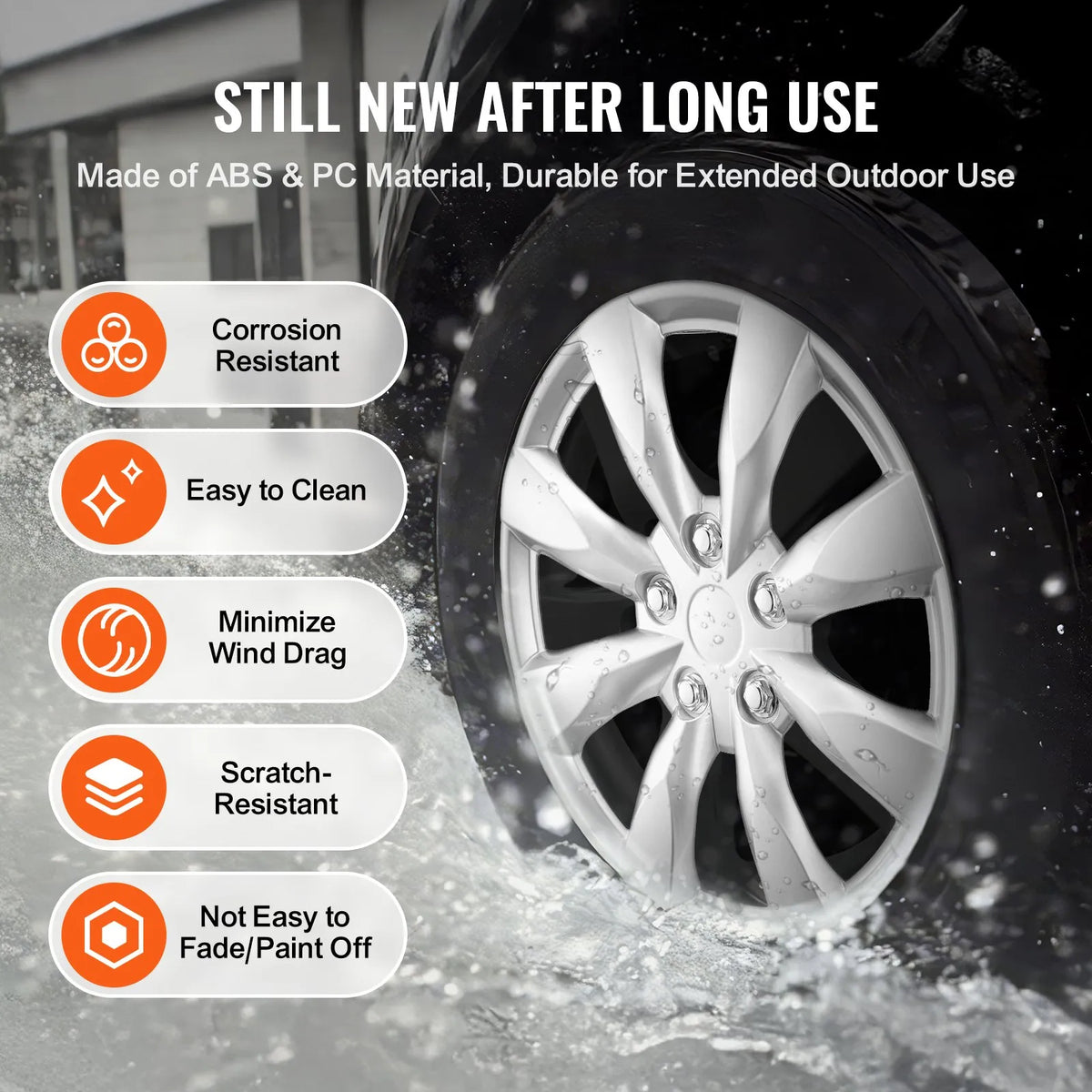 40.6 cm wheel disc covers, 4 pcs, durable all-weather