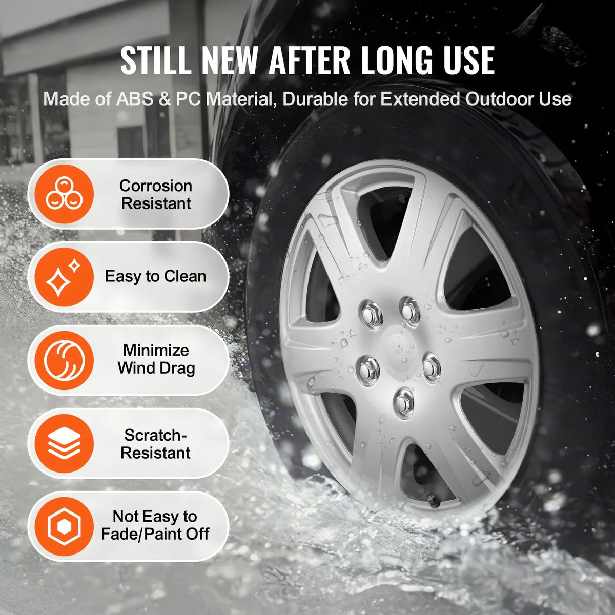 38.1 cm wheel disc covers, 4 pcs, durable all-weather