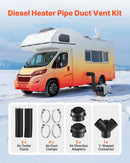 VEVOR dīzeļa sildītāja gaisa cauruļu un ventilācijas komplekts, 75 mm silta gaisa izvads ar Y veida savienotāju un gaisa kanālu skavām, paredzēts 2 kW, 5 kW un 8 kW dīzeļa sildītājiem, melns