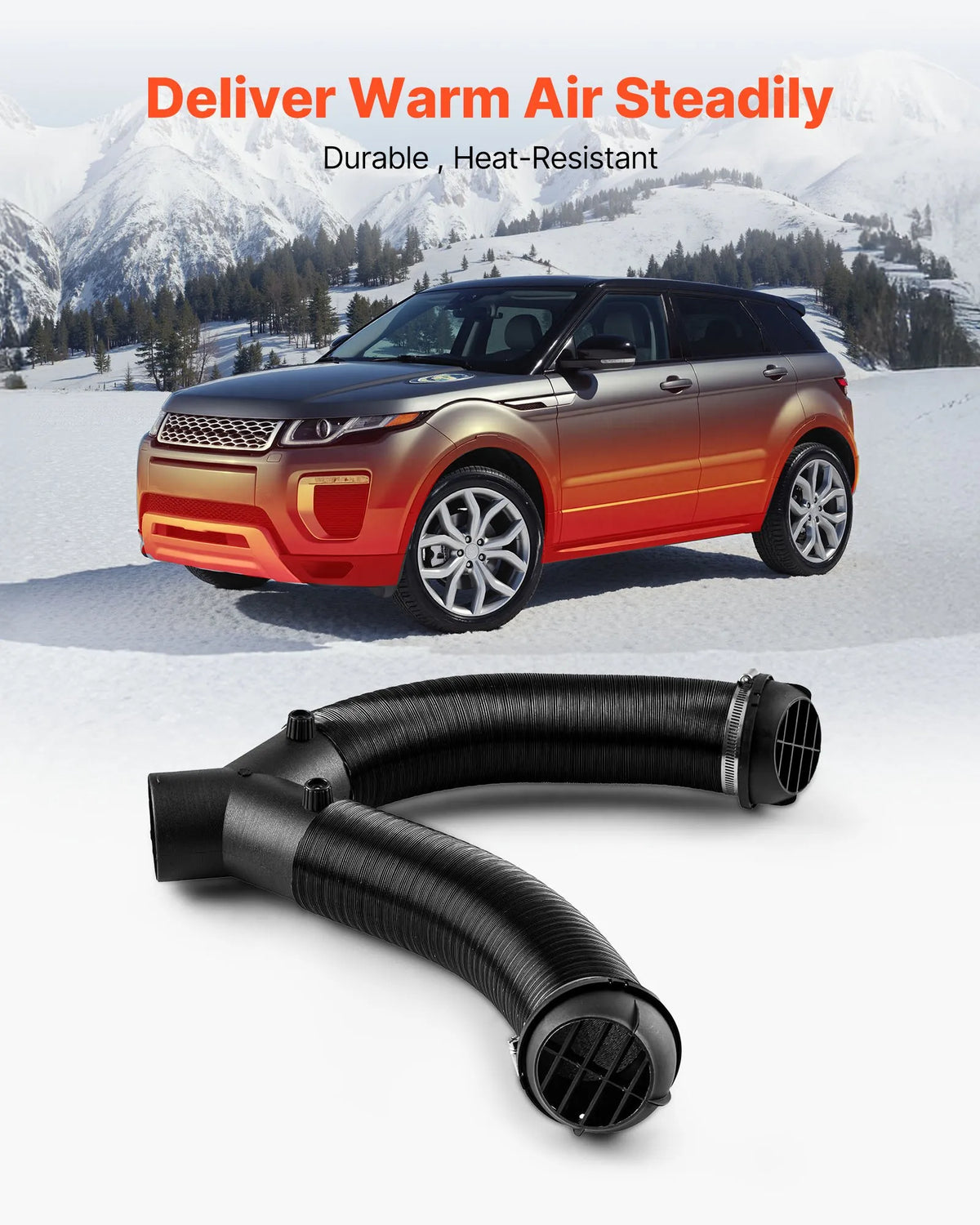 VEVOR Diesel Heater Air Duct and Ventilation Kit, 75 mm Warm Air Outlet with Y-shaped Connector and Air Duct Clamps, for 2 kW, 5 kW and 8 kW Diesel Heaters, Black