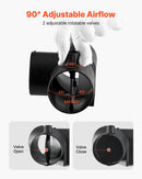 Dīzeļsildītāja savienotājs 59 mm, T-veida 3 virzienu gaisa ventilācijas savienotājs ar diviem 90° rotējamiem vārstiem, melns savienojums 2 kW dīzeļsildītājiem