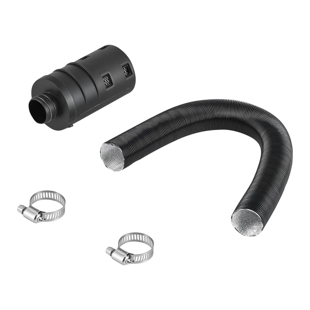 Diesel heater intake pipe kit, Ø 25 mm air duct hose, flexible intake filter silencer pipe with clamps, 2–8 kW