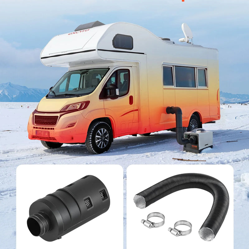 Dīzeļsildītāja ieplūdes cauruļu komplekts, Ø 25 mm gaisa kanāla šļūtene, stiepjama un lokana ieplūdes filtra trokšņa slāpētāja caurule ar skavām, 2-8 kW