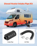 Dīzeļsildītāja ieplūdes cauruļu komplekts, Ø 25 mm gaisa kanāla šļūtene, stiepjama un lokana ieplūdes filtra trokšņa slāpētāja caurule ar skavām, 2-8 kW