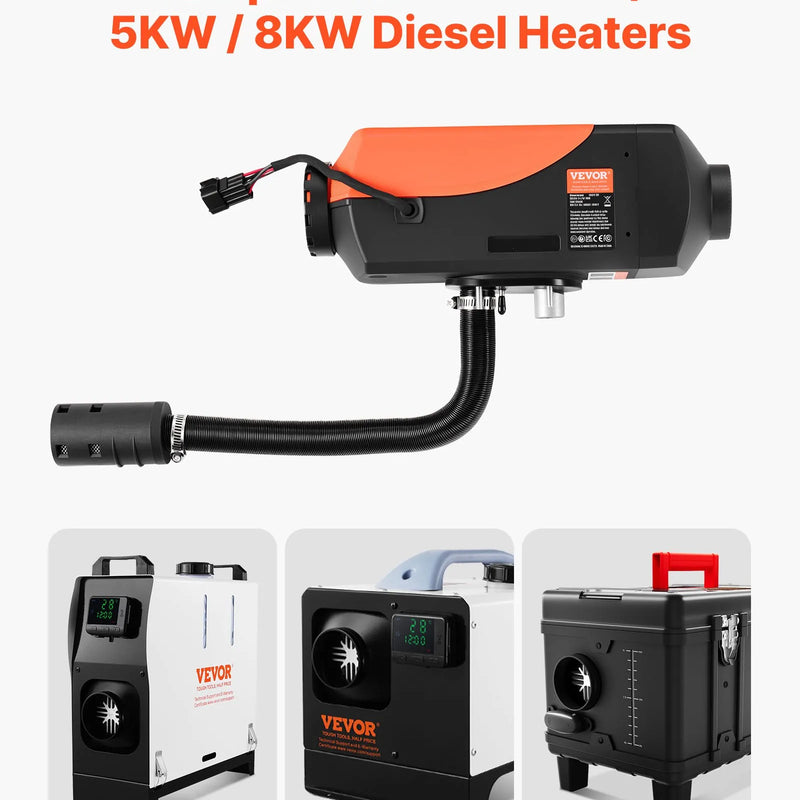 Dīzeļsildītāja ieplūdes cauruļu komplekts, Ø 25 mm gaisa kanāla šļūtene, stiepjama un lokana ieplūdes filtra trokšņa slāpētāja caurule ar skavām, 2-8 kW