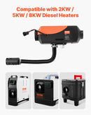 Dīzeļsildītāja ieplūdes cauruļu komplekts, Ø 25 mm gaisa kanāla šļūtene, stiepjama un lokana ieplūdes filtra trokšņa slāpētāja caurule ar skavām, 2-8 kW