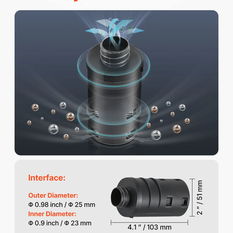 Dīzeļsildītāja ieplūdes cauruļu komplekts, Ø 25 mm gaisa kanāla šļūtene, stiepjama un lokana ieplūdes filtra trokšņa slāpētāja caurule ar skavām, 2-8 kW