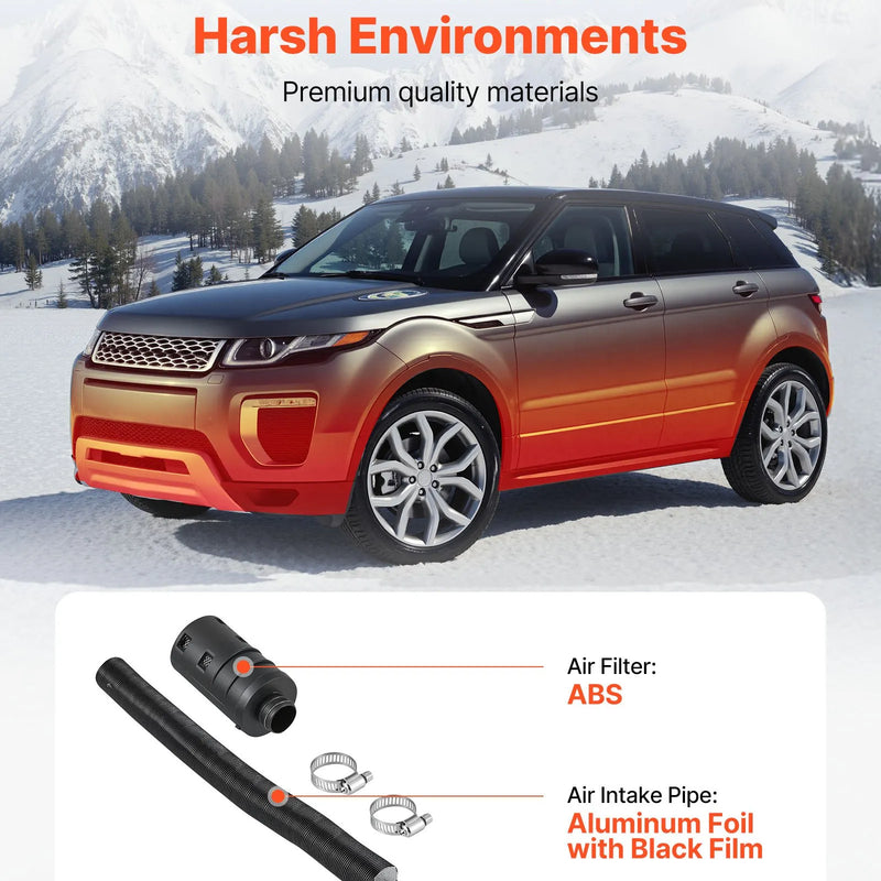 Dīzeļsildītāja ieplūdes cauruļu komplekts, Ø 25 mm gaisa kanāla šļūtene, stiepjama un lokana ieplūdes filtra trokšņa slāpētāja caurule ar skavām, 2-8 kW