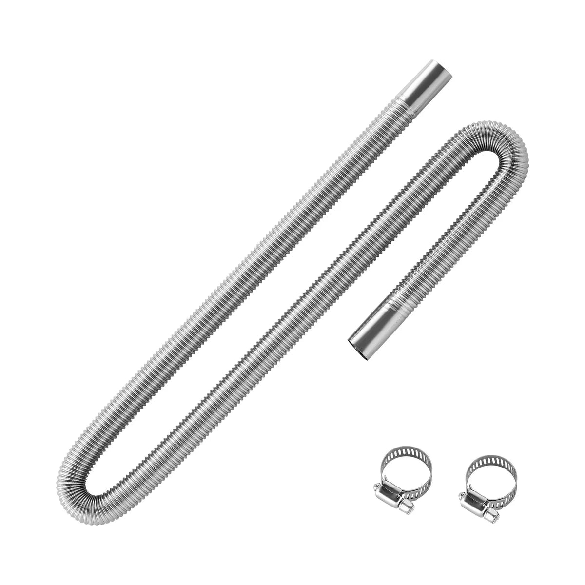Exhaust hose, 1200 mm diesel heater flexible stainless steel pipe with 2 clamps, diesel heater accessories kit, compatible with 2–8 kW diesel heaters