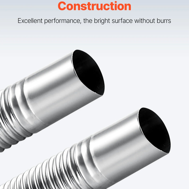 Izplūdes šļūtene, 1200 mm dīzeļsildītāja elastīgā caurule no nerūsējošā tērauda ar 2 skavām, dīzeļsildītāja piederumu komplekts, saderīgs ar 2–8 kW dīzeļsildītājiem