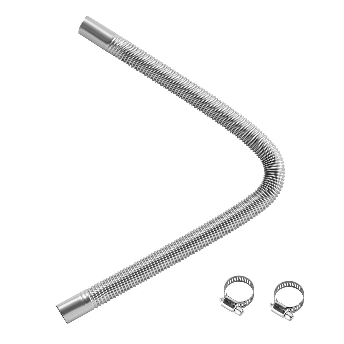 Exhaust hose, 600 mm diesel heater flexible stainless steel pipe with 2 clamps, parking heater exhaust pipe line, compatible with 2–8 kW diesel heaters