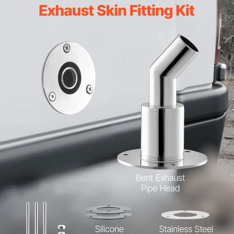 Izplūdes korpusa savienojums 24 mm dīzeļsildītājam, leņķa tipa izplūdes caurules savienojums ar skrūvēm, uzgriežņiem un blīvi, piemērots 2 kW, 5 kW un 8 kW dīzeļsildītājiem, izgatavots no 316 nerūsējošā tērauda