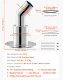 Izplūdes korpusa savienojums 24 mm dīzeļsildītājam, leņķa tipa izplūdes caurules savienojums ar skrūvēm, uzgriežņiem un blīvi, piemērots 2 kW, 5 kW un 8 kW dīzeļsildītājiem, izgatavots no 316 nerūsējošā tērauda
