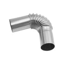 Dīzeļsildītāja izplūdes caurules elkonis ar 25 mm savienotāju, nerūsējošā tērauda vēja aizsarguzgalis, 4 skavas, 2 kW–8 kW