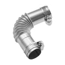 Dīzeļsildītāja izplūdes caurules elkonis ar 25 mm savienotāju, nerūsējošā tērauda vēja aizsarguzgalis, 4 skavas, 2 kW–8 kW