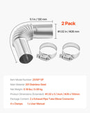 Dīzeļsildītāja izplūdes caurules elkonis ar 25 mm savienotāju, nerūsējošā tērauda vēja aizsarguzgalis, 4 skavas, 2 kW–8 kW