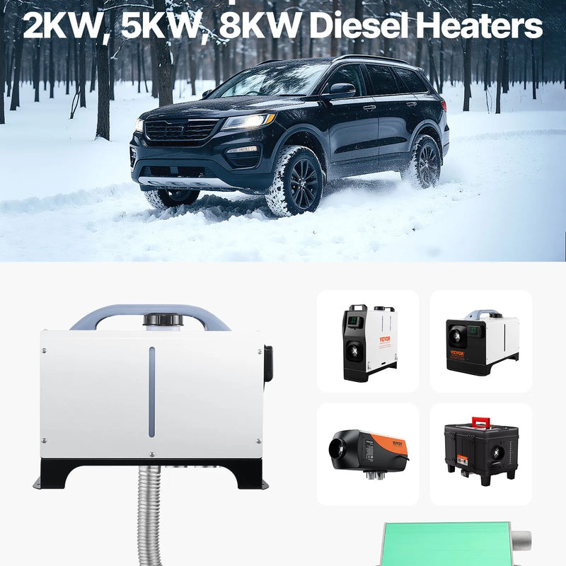 VEVOR dīzeļsildītāja klusinātājs, 24 mm uzlabots izpūtēja klusinātājs ar 2 skavām un skrūvēm, alumīnija sakausējuma izpūtēja trokšņu slāpētājs 2 kW, 5 kW un 8 kW dīzeļsildītājiem