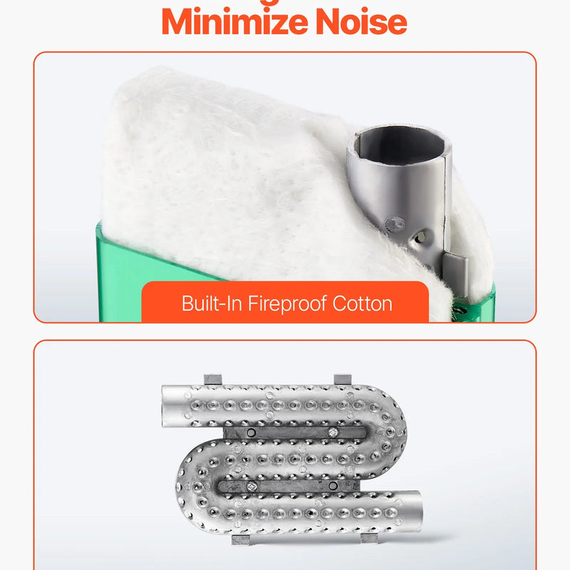 VEVOR dīzeļsildītāja klusinātājs, 24 mm uzlabots izpūtēja klusinātājs ar 2 skavām un skrūvēm, alumīnija sakausējuma izpūtēja trokšņu slāpētājs 2 kW, 5 kW un 8 kW dīzeļsildītājiem