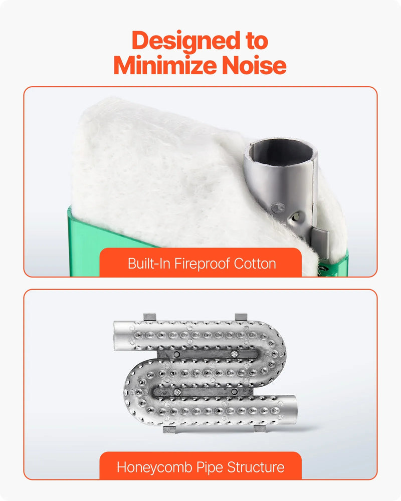 VEVOR dīzeļsildītāja klusinātājs, 24 mm uzlabots izpūtēja klusinātājs ar 2 skavām un skrūvēm, alumīnija sakausējuma izpūtēja trokšņu slāpētājs 2 kW, 5 kW un 8 kW dīzeļsildītājiem