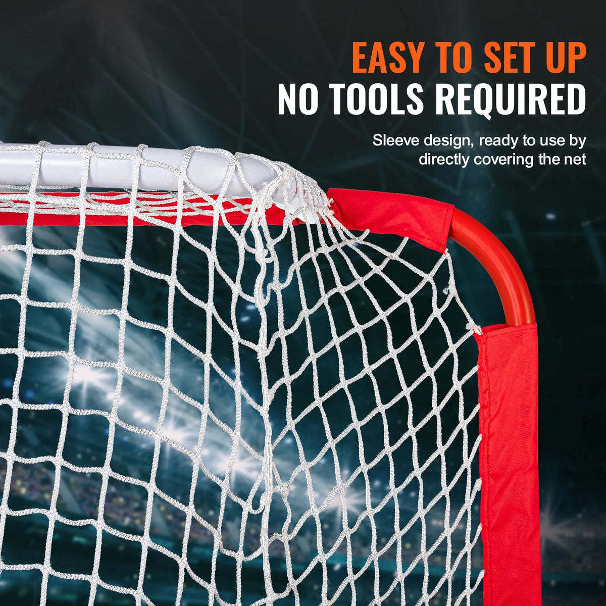 VEVOR Youth Street Hockey Goal 137 × 112 cm with Net, Steel, White/Red