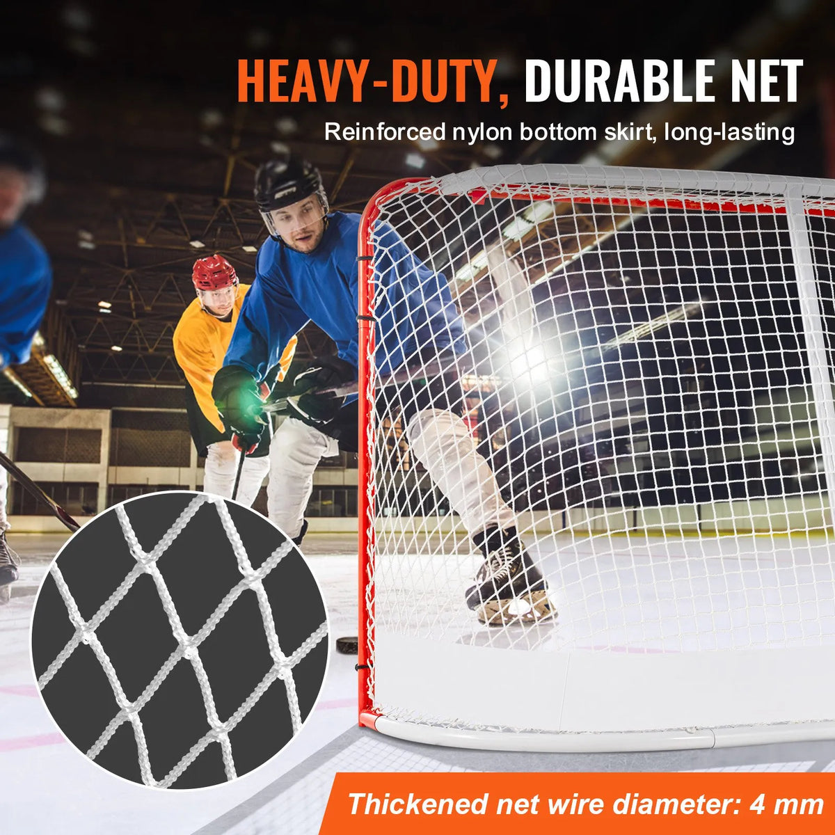 VEVOR Street Hockey Goal 183 × 122 cm with Net, Steel, Official Size, White/Red