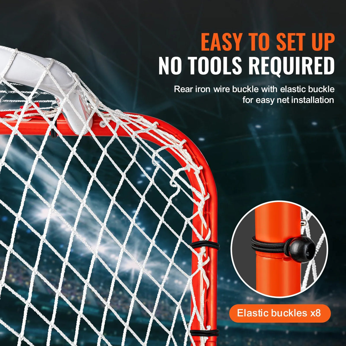 VEVOR Street Hockey Goal 183 × 122 cm with Net, Steel, Official Size, White/Red