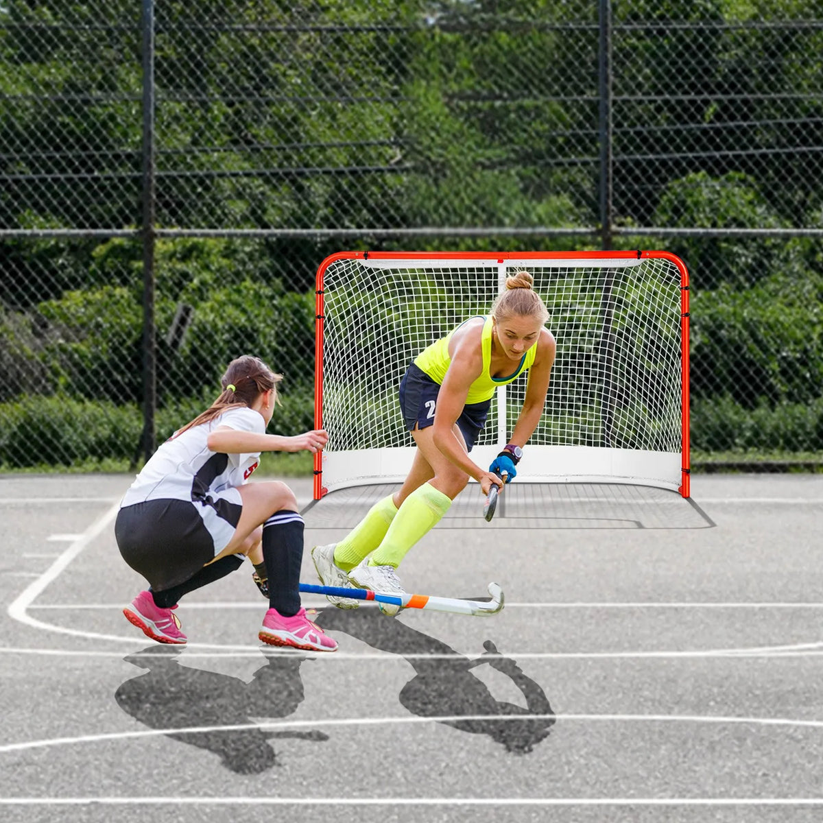 VEVOR Street Hockey Goal 183 × 122 cm with Net, Steel, Official Size, White/Red