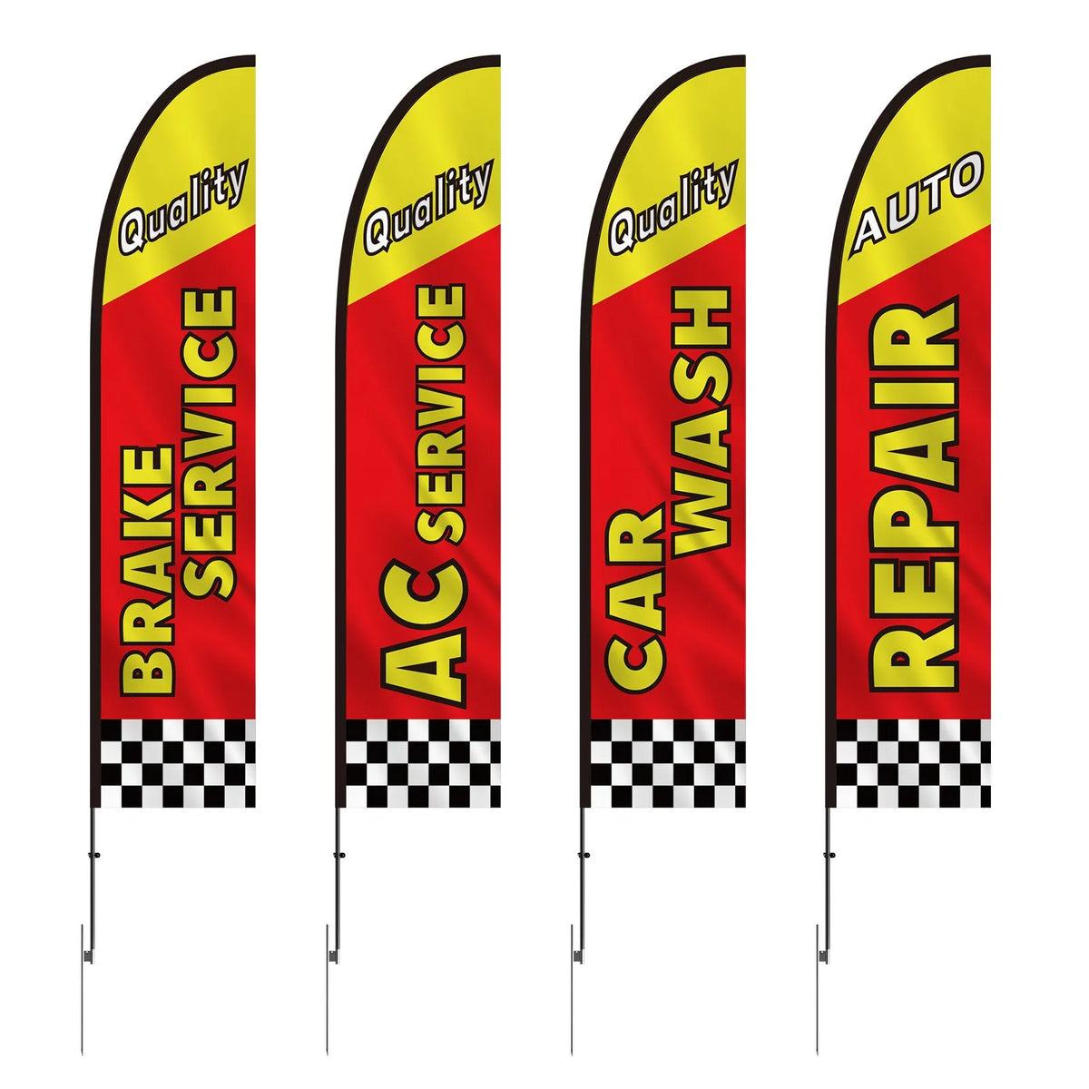 VEVOR Auto Repair Advertising Feather Flags with Pole Kit, Outdoor Business Flags, 4 Flags, 4 Poles and 4 Ground Stakes, 5 m Height