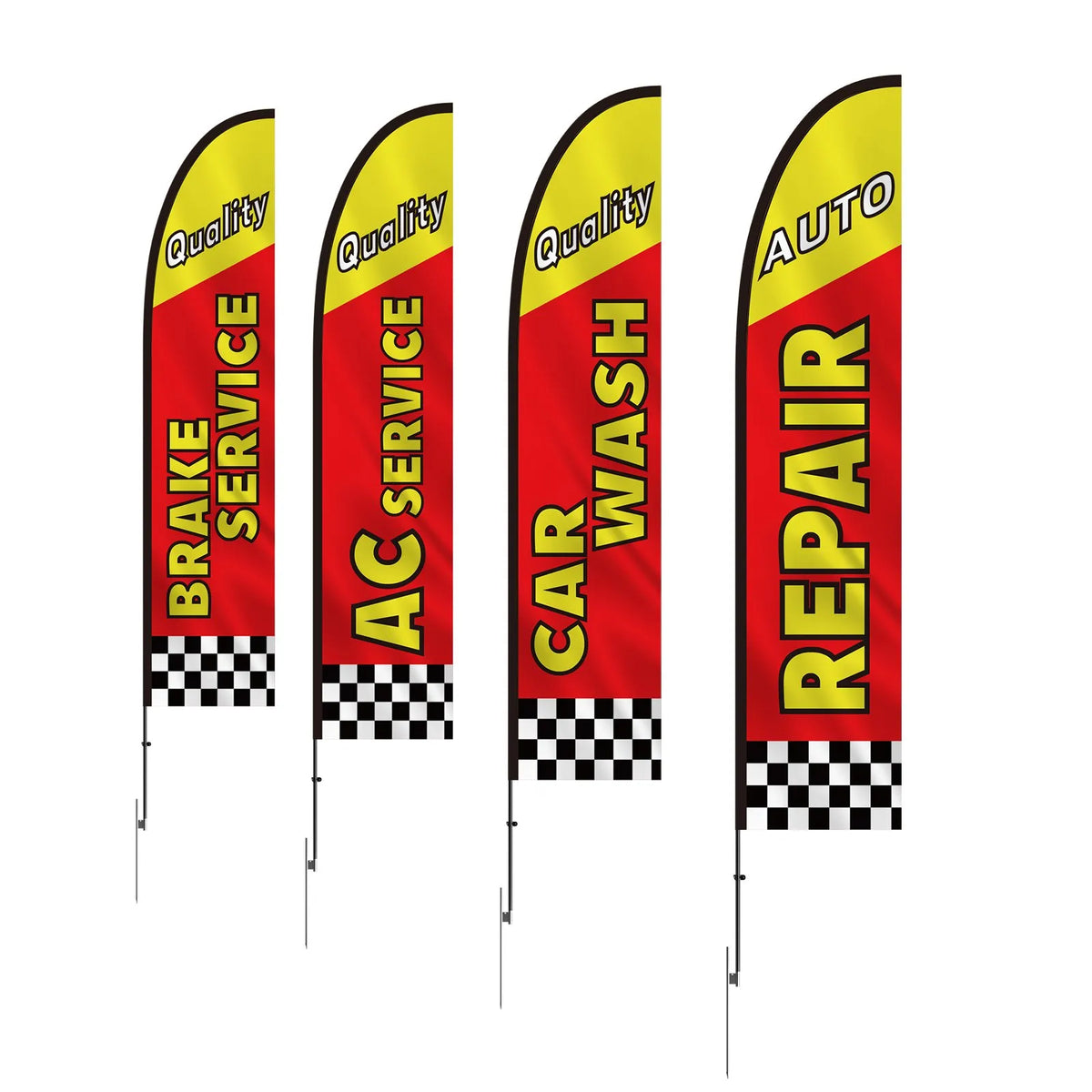 VEVOR Auto Repair Advertising Feather Flags with Pole Kit, Outdoor Business Flags, 4 Flags, 4 Poles and 4 Ground Stakes, 5 m Height
