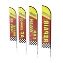 VEVOR auto remonta reklāmas spalvas karogi ar mastu komplektu, āra reklāmas karogi uzņēmumiem, 4 karogi, 4 masti un 4 zemes mieti, augstums 5 m