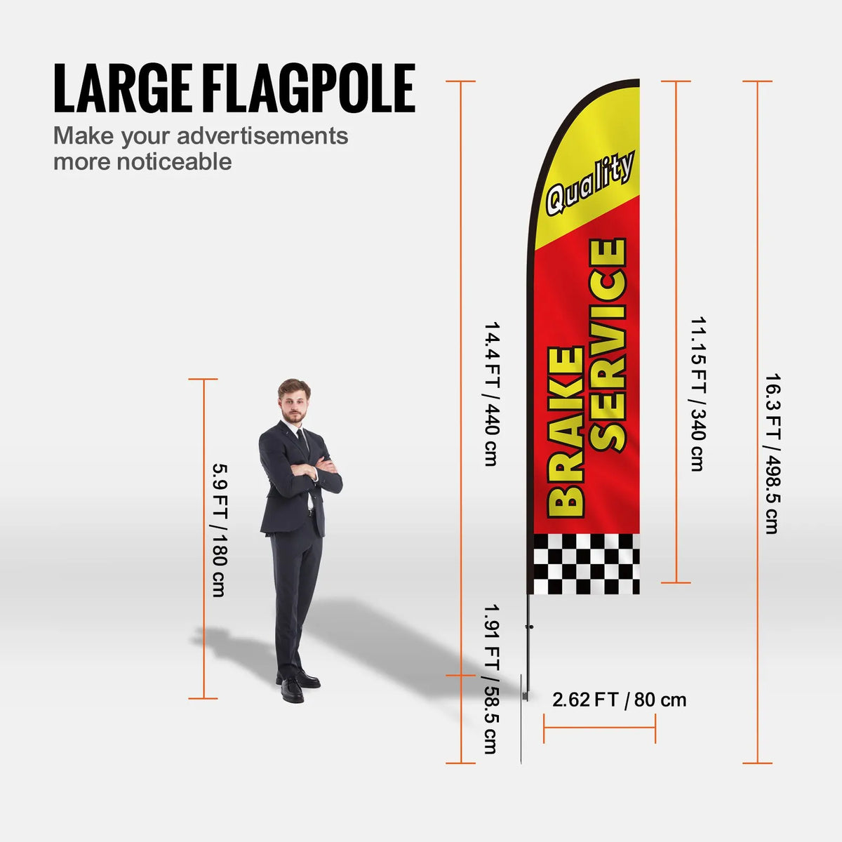 VEVOR Auto Repair Advertising Feather Flags with Pole Kit, Outdoor Business Flags, 4 Flags, 4 Poles and 4 Ground Stakes, 5 m Height