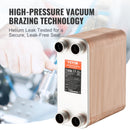 VEVOR 100 plākšņu siltummaiņa – 4 x 1-1/4" порта MNPT, 5" x 12", Brazēts 316L Nerūsējošais Tērauds