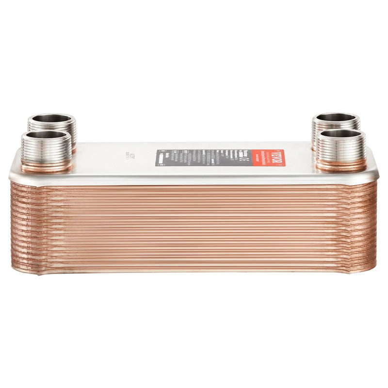 VEVOR lodētais plākšņu siltummainis, 127 × 305 mm, 30 plāksnes, vara un 316L nerūsējošā tērauda ūdens–ūdens siltummainis grīdas apkurei, ūdens sildīšanai, sniega kausēšanai un alus dzesēšanai