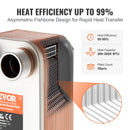 VEVOR lodētais plākšņu siltummainis, 127 × 305 mm, 30 plāksnes, vara un 316L nerūsējošā tērauda ūdens–ūdens siltummainis grīdas apkurei, ūdens sildīšanai, sniega kausēšanai un alus dzesēšanai