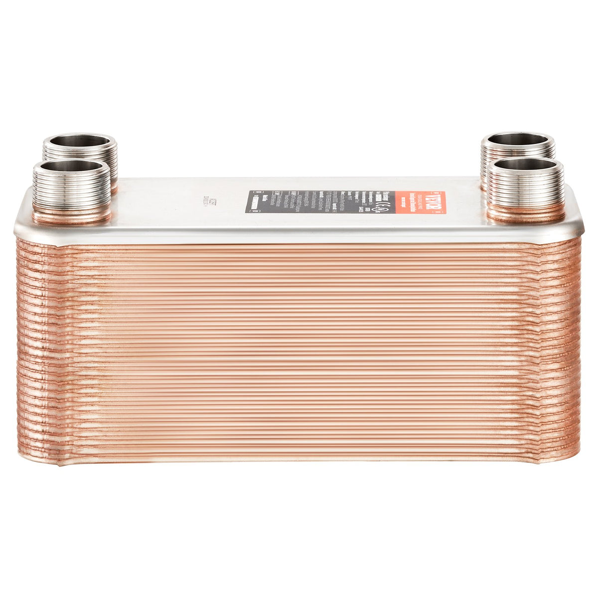 VEVOR 50 Plates Heat Exchanger 4*25.4 mm- 25.4 mm MNPT Connections 12.7 x 30.5 cm Heavy Duty Brazed 316L Stainless Steel