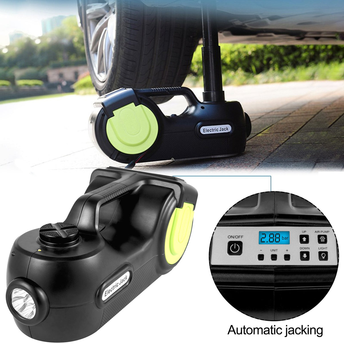VEVOR Electric Car Jack 5 Ton with Impact Wrench and LED Light, Hydraulic, Lifting Height 155–530 mm, Suitable for SUV, MPV, Sedan and Truck Repair