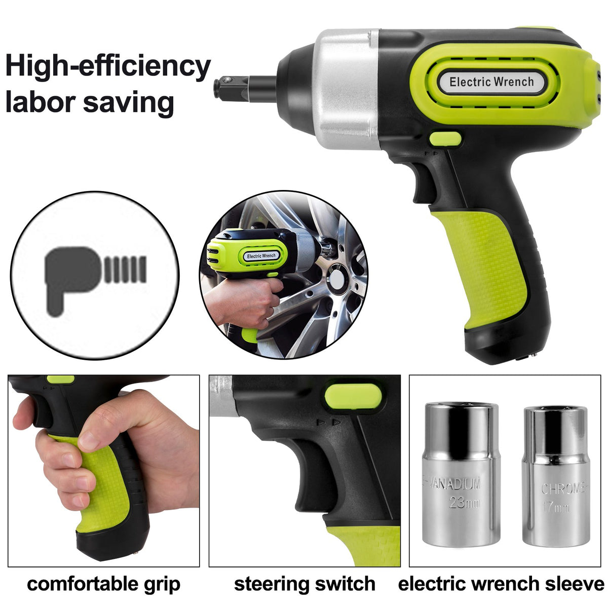 VEVOR Electric Car Jack 5 Ton with Impact Wrench and LED Light, Hydraulic, Lifting Height 155–530 mm, Suitable for SUV, MPV, Sedan and Truck Repair
