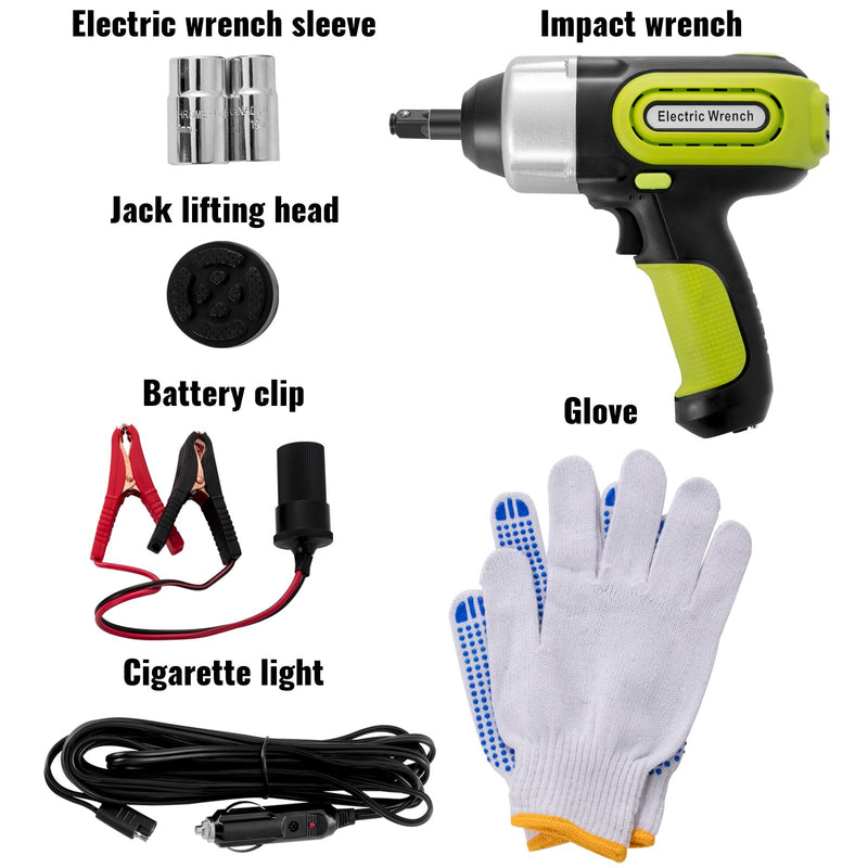 VEVOR elektriskais auto domkrats 5 t ar trieciena atslēgu un LED apgaismojumu, hidraulisks, pacelšanas augstums 155–530 mm, piemērots SUV, MPV, vieglajiem auto un kravas auto remontam