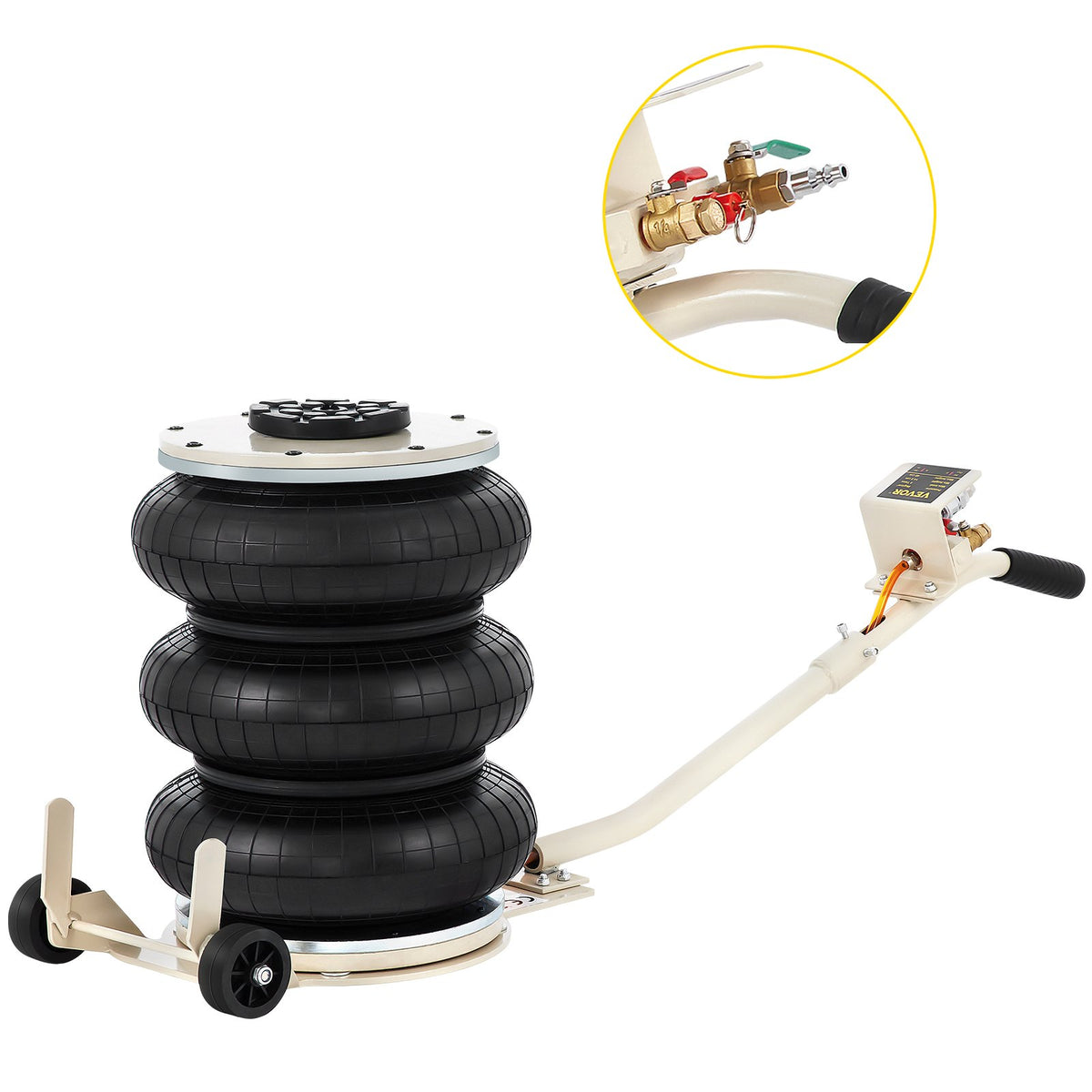 VEVOR 5 T5000 kg Pneumatic Triple Bag Air Lift Jack, Lifting Height 16.5-40.6 cm, 5000 kg Capacity, Fast Lifting Time