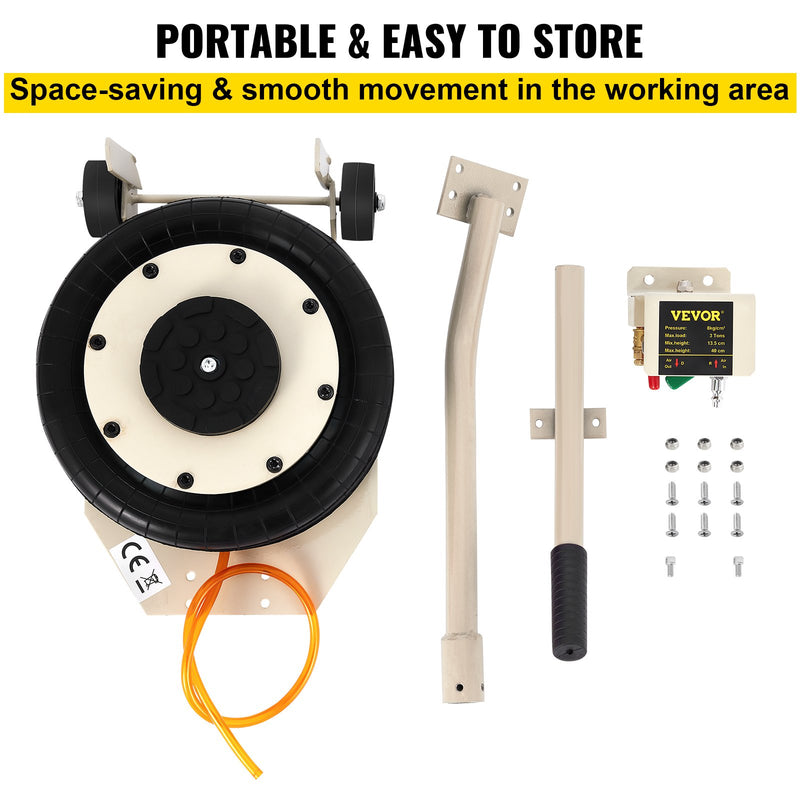 VEVOR 5 T5000 kg pneimatiskā pacēlāja trīskāršais maisa gaisa pacēlājs, pacelšanas augstums 16,5-40,6 cm, 5000 kg ietilpība, ātrs pacelšanas laiks
