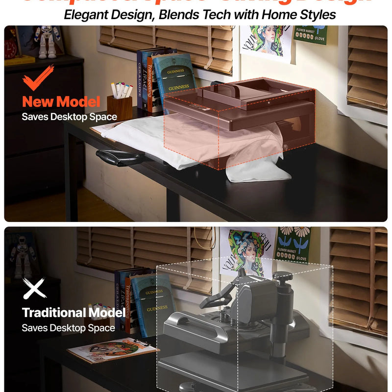 VEVOR hibrīdā termoprese 380 x 380 mm, 5 - in - 1 daudzfunkcionāla sublimācijas prese T - krekliem, krūzēm, termokrūzēm, cepurēm un šķīvjiem, ātra un vienmērīga uzsilšana, viegli vadāma, melna - ZEMLETES.LV